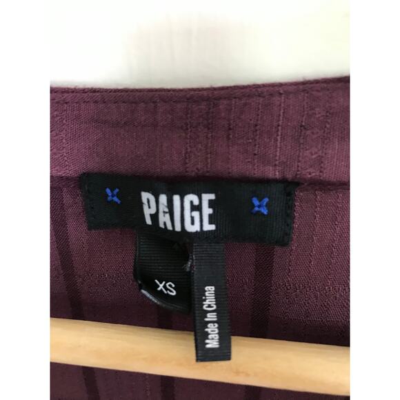 PAIGE wine burgundy purple tonal Russo ruffle long sleeve blouse top - Picture 3 of 8